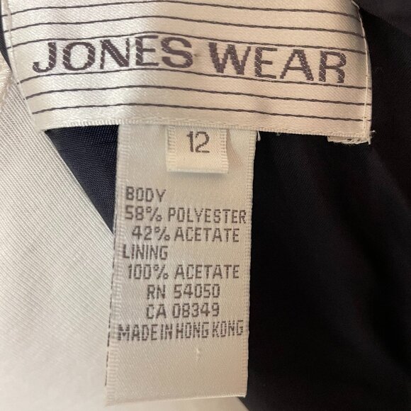 JONES WEAR NAVY SUIT WITH SHEATH DRESS AND DOUBLE BREASTED JACKET, SIZE 12 - Picture 14 of 15